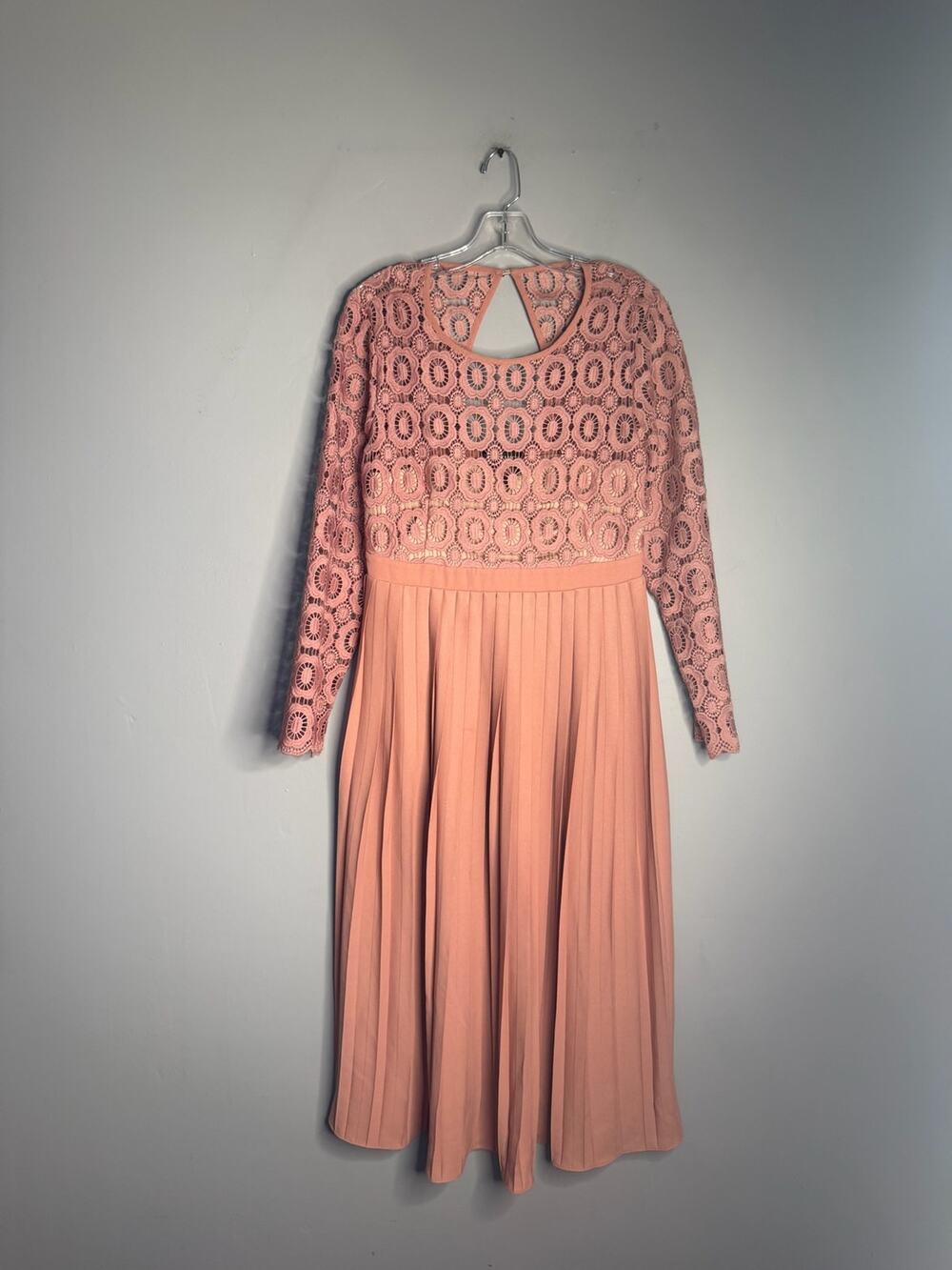 Little Mistress Maternity Pink Lace Bodice Pleated Maxi Dress Size US 12 UK 16